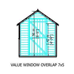7ft x 5ft  (2.05m x 1.62m) - Super Value Overlap - Apex Wooden Garden Shed - 2 Windows - Single Door