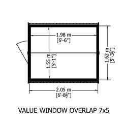 Installed ** Flash Reduction** 7ft X 5ft  (2.05m X 1.62m) - Super Value Overlap - Apex Wooden Garden Shed - 2 Windows - Single Door - 10mm Solid Osb Floor - Includes Installation