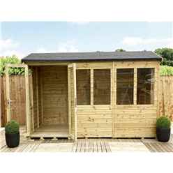 7ft X 10ft Reverse Pressure Treated Tongue & Groove Apex Summerhouse With Higher Eaves And Ridge Height + Toughened Safety Glass + Euro Lock With Key + Super Strength Framing