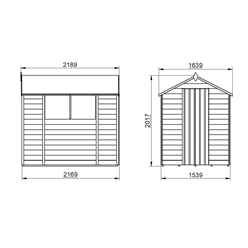 Installed 7ft X 5ft (2.1m X 1.5m) Overlap Apex Shed With Single Door And 2 Windows - Modular - Installation Included