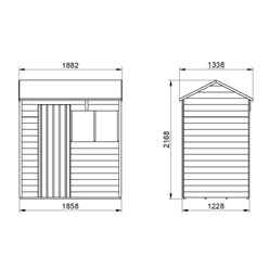 6ft x 4ft (1.3m x 1.8m) Overlap Pressure Treated Reverse Apex Shed With Single Door and 1 Window - Modular - CORE