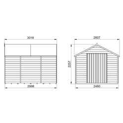 10ft X 8ft (3.1m X 2.5m) Pressure Treated Windowless Overlap Apex Shed With Double Doors - Modular - Core (bs)