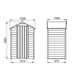 Installed 4ft X 3ft (1.3m X 0.9m) Pressure Treated Overlap Apex Wooden Garden Shed - Modular - Installation Included