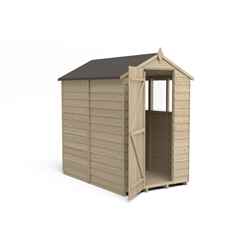 6ft X 4ft (1.8m X 1.3m) Pressure Treated Overlap Apex Wooden Garden Shed With Single Door And 4 Window - Modular