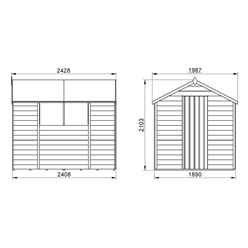 Installed 8ft X 6ft (2.4m X 1.9m) Pressure Treated Overlap Apex Wooden Garden Shed With Single Door With 2 Windows - Modular - Installation Included (core)
