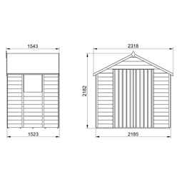 7ft X 5ft (1.5m X 2.2m) Pressure Treated Overlap Apex Wooden Garden Shed With Double Doors And 2 Windows - Modular