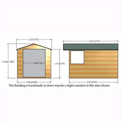 10ft X 7ft (2.99m X 2.15m) -Tongue And Groove - Apex Garden Wooden Shed - Double Doors - 2 Opening Windows - 12mm Tongue And Groove Floor