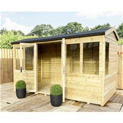 7ft X 10ft Reverse Pressure Treated Tongue & Groove Apex Summerhouse + Long Windows With Higher Eaves And Ridge Height + Toughened Safety Glass + Euro Lock With Key + Super Strength Framing