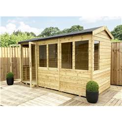 8ft X 7ft Reverse Pressure Treated Tongue & Groove Apex Summerhouse + Long Windows With Higher Eaves And Ridge Height + Toughened Safety Glass + Euro Lock With Key + Super Strength Framing