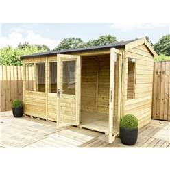 9ft X 8ft Reverse Pressure Treated Tongue & Groove Apex Summerhouse + Long Windows With Higher Eaves And Ridge Height + Toughened Safety Glass + Euro Lock With Key + Super Strength Framing