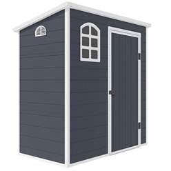 6ft x 3ft Plastic Pent Shed - Dark Grey with Foundation Kit (included)