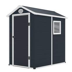 4ft x 6ft Plastic Pent Shed - Dark Grey with Foundation Kit (included)