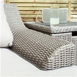 2 Seater Natural Stone Rattan Weave Garden Lounger Set