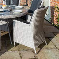 6 Seater Natural Putty Grey Weave Dining Set