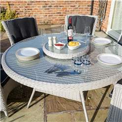 6 Seater Natural Putty Grey Weave Dining Set