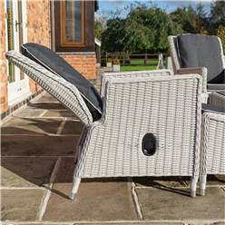 2 Seater Putty Grey Rattan Weave Garden Reclining Lounger Set