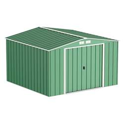 OOS - AWAITING RETURN TO STOCK DATE - 10ft x 10ft Value Apex Metal Shed - Green (3.22m x 3.02m)