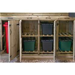 Wheelie Bin And Recycling Box Triple Chest Store - 2 X Wheelie Bin + 6 X Recycling Boxes