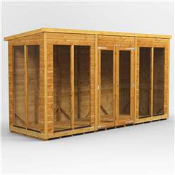 12ft X 4ft Premium Tongue And Groove Pent Summerhouse - Double Doors - 12mm Tongue And Groove Floor And Roof