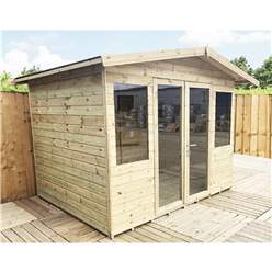 7 x 5 FULLY INSULATED Apex Summerhouse - 64mm Walls, Floor and Roof -12mm (T&G) + 40mm Insulated EcoTherm + 12mm T&G) - Double Glazed Safety Toughened Windows (4mm-6mm-4mm) + EPDM Roof + FREE INSTALL	
