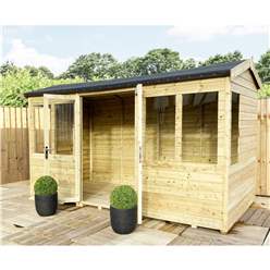 12ft X 8ft Fully Insulated Reverse Summerhouse - 64mm Walls, Floor & Roof - Long Double Glazed Safety Toughened Windows - Epdm Roof + Free Install