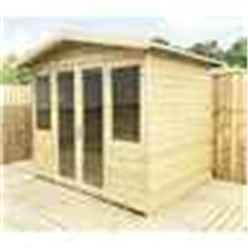 8 X 14 Pressure Treated Tongue And Groove Apex Summerhouse + Overhang + Verandah + Safety Toughened Glass + Euro Lock With Key + Super Strength Framing