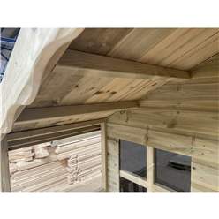 6 x 6 (6' x 4' + 2' Verandah) Hideout Wooden Playhouse with Apex Roof, Single Door And Window + T&G Verandah