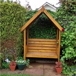4ft x 2ft Stowe Pressure Treated Wooden Seat Open Back Arbour