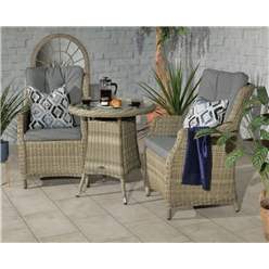 2 Seater - Highback Comfort Round Bistro Set Round Table With 2 Highback Comfort Chairs Including Cushions - Free Next Working Day Delivery (mon-Fri)