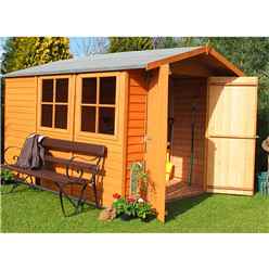 10ft x 7ft (2.97m x 2.04m) - Dip Treated Overlap - Apex Garden Shed - 2 Opening Windows - Double Doors