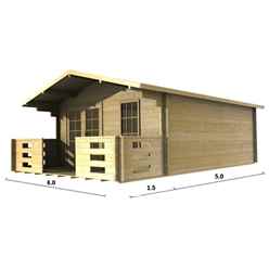 4m X 5m Premier Valloire Log Cabin - Double Glazing - 44mm Wall Thickness