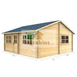 5.5m x 5.0m Premier Nendaz Log Cabin - Double Glazing - 70mm Wall Thickness