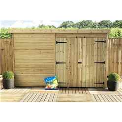 9FT x 3FT Windowless Pressure Treated Tongue & Groove Pent Shed + Double Doors