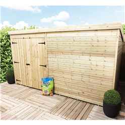 12FT x 4FT Windowless Pressure Treated Tongue & Groove Pent Shed + Double Doors
