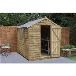 Installed 8ft X 6ft (2.4m X 1.9m) Pressure Treated Overlap Apex Wooden Garden Shed With Single Door With 2 Windows - Modular - Installation Included (core)