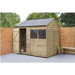 Installed 6ft X 8ft (1.9m X 2.4m) Overlap Pressure Treated Reverse Apex Shed With Single Door And 1 Window - Modular - Installation Included (core)