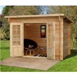 3.0m X 2.0m Compact Log Cabin With Double Doors (28mm Wall Thickness) **includes Free Shingles**