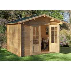 Installed 3m X 2.5m Compact Log Cabin With Double Doors (28mm Wall Thickness) **includes Free Shingles** - Installation Included
