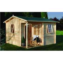 3.6m X 3.6m Log Cabin With Integrated Porch And Double Doors (28mm Wall Thickness) **includes Free Shingles**