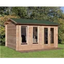 4m X 3m Reverse Log Cabin With Double Glazing And Reverse Apex Roof (34mm Wall Thickness) **includes Free Shingles**