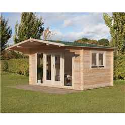Installed 4m X 3m Apex Log Cabin With Overhang And Large Front Windows (34mm Wall Thickness) **includes Free Shingles** - Installation Included