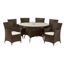 6 Seater Mocha Brown Round Dining Set - Free Next Working Day Delivery (mon-Fri)