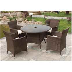 4 Seater Mocha Brown Dining Set - Free Next Working Day Delivery (mon-Fri)