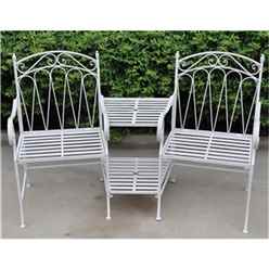 2 Seater - Antique White Love Seat - Free Next Working Day Delivery (mon-Fri)