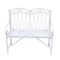 2 Seater - Antique White Bench - Free Next Working Day Delivery (mon-Fri)
