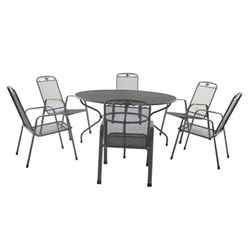 4 Seater Elegance Dining Set - 120cm Round Table With 4 Stacking Elegance Chairs- Free Next Working Day Delivery (mon-Fri)