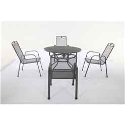 4 Seater Savoy Dining Set - 105cm Round Table With 4 Stacking Savoy Chairs - Free Next Working Day Delivery (mon-Fri)