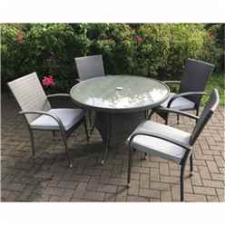 4 Seater Marlow Bistro Set - 70cm Glass Top Table With 2 Stacking Chairs (mar002)