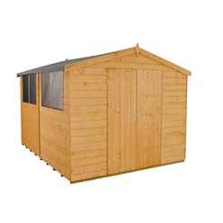 Installed 10ft X 8ft (3.1m X 2.5m) Shiplap Dip Treated Apex Shed With Double Doors And 4 Windows - Installation Included