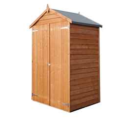 4ft x 3ft (1.21m x 0.96m) - Windowless - Pressure Treated Overlap Shed - Double Doors - Apex Roof